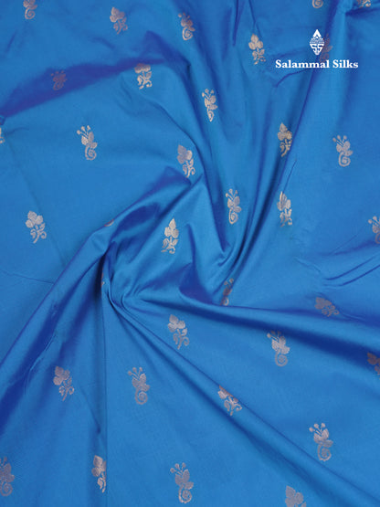 9 Yards Semi Silk Saree Blue with Contrast Pink Border