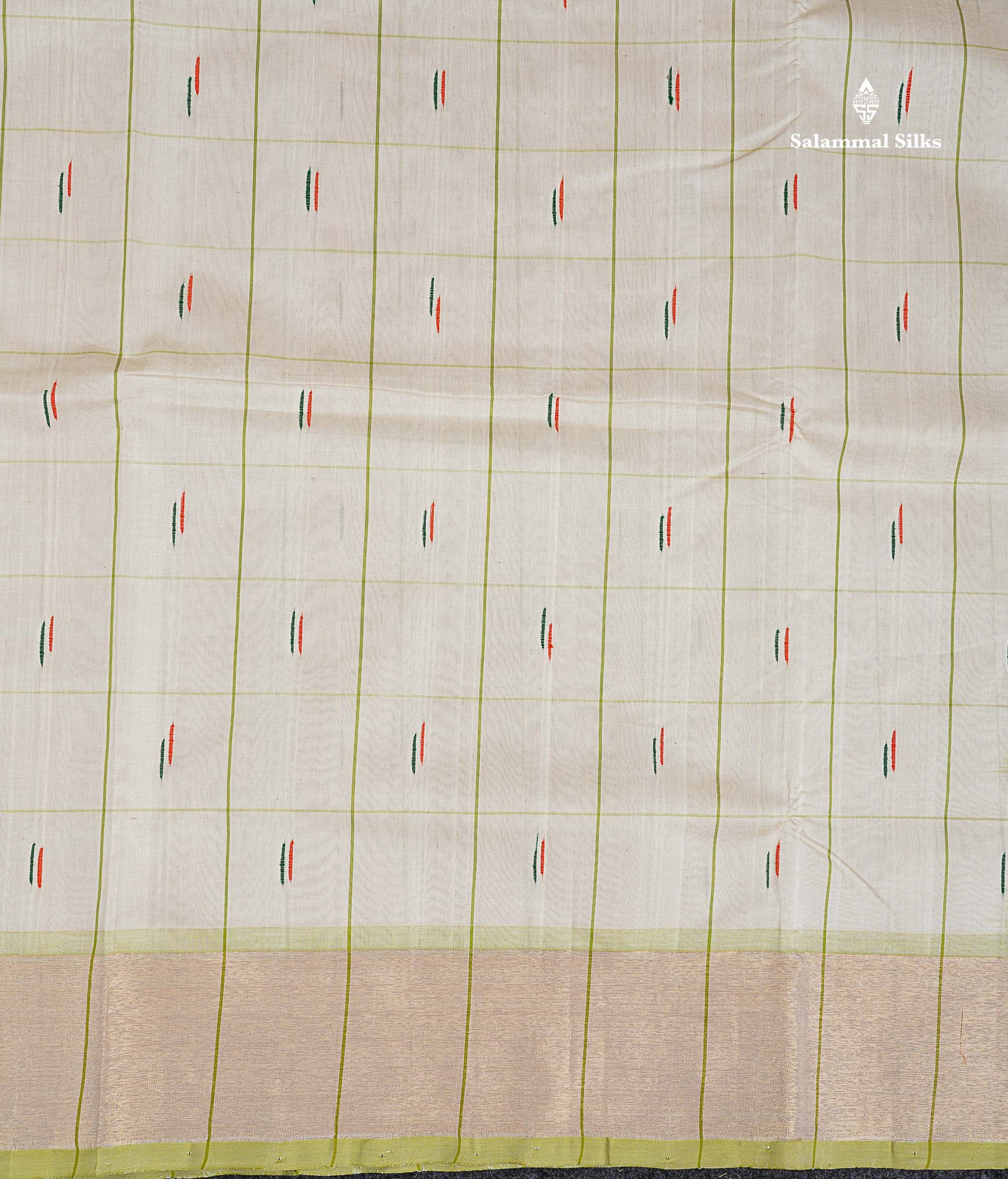 Tissue Border Of Half White Semi Silk Cotton Saree 
