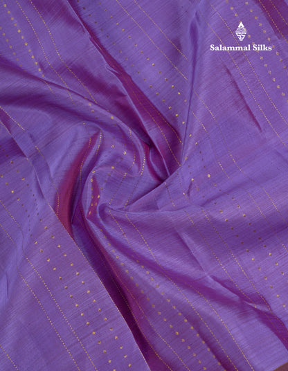 Beautiful Lavender Pure Kanjivaram Silk Saree With Contrast Dark Brown Checks With Butta Border