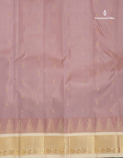 Pure Kanjivaram Silk Saree - White Colour Body Zari Butta & Contrast Black Traditional Temple Border