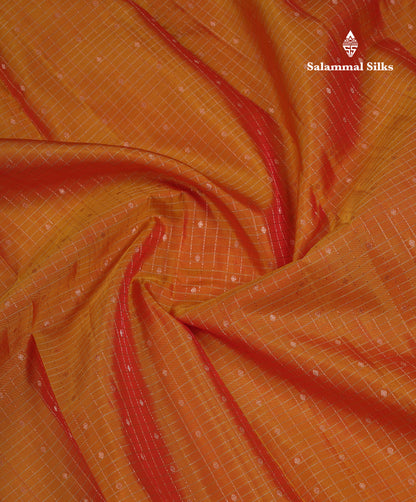 Beautiful Mango Yellow Small Checks With Butta Pure Kanjivaram Silk Saree With Contrast Pink Traditional Evening Morning Border