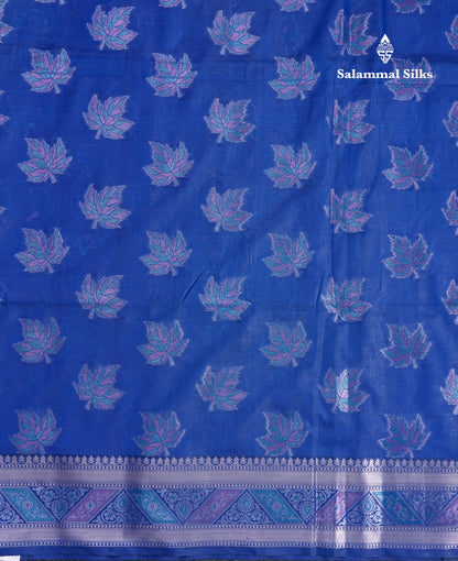 Dual Tone Pink Semi Raw Silk Saree With Contrast Navy Blue Blouse