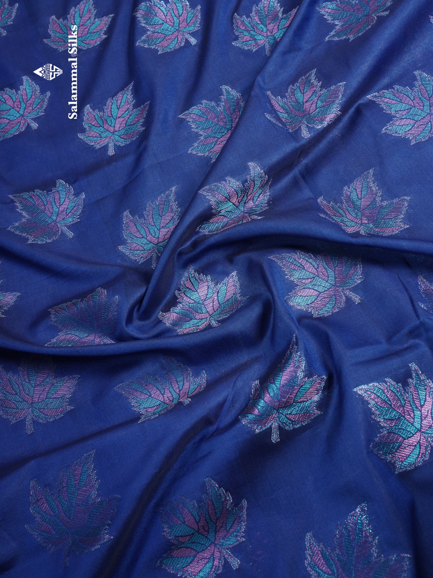 Dual Tone Pink Semi Raw Silk Saree With Contrast Navy Blue Blouse