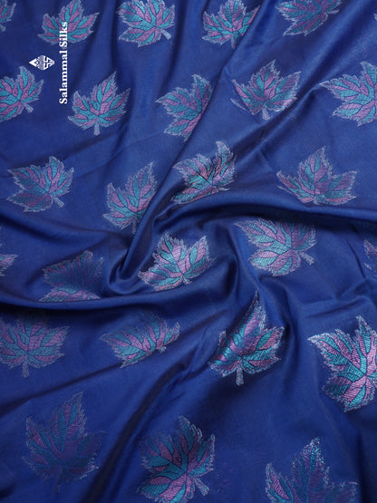 Dual Tone Pink Semi Raw Silk Saree With Contrast Navy Blue Blouse