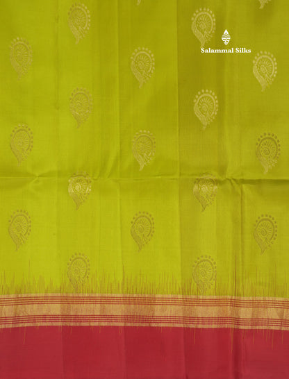 Beautiful Sea Green Pure Kanjivaram Soft Silk Saree With Contrast Maroon Border