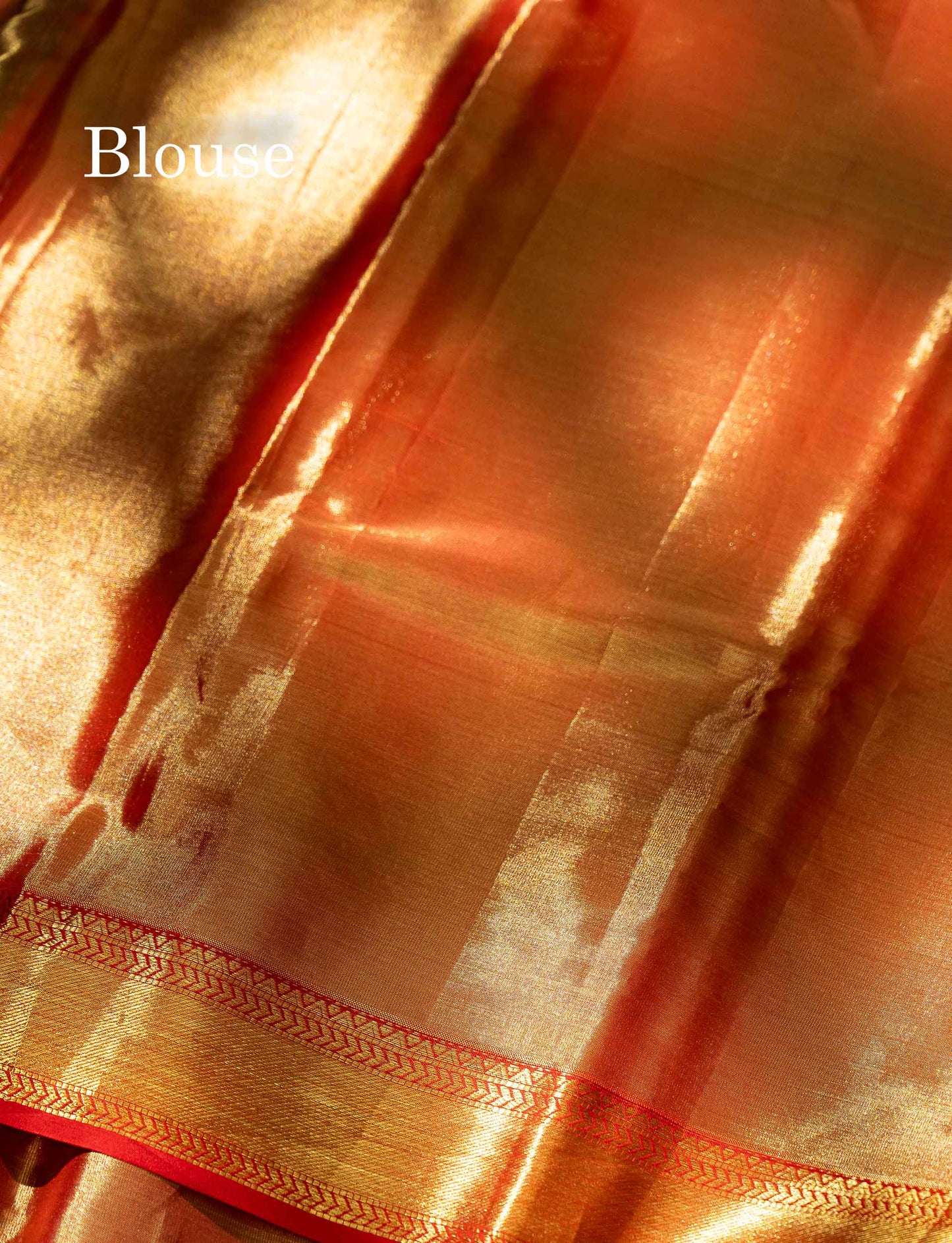 Beautiful Orange Tissue Bridal Pure Kanjivaram Silk Saree With Contrast Chilly Red Traditional Evening Morning Border