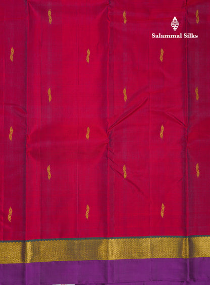 Beautiful Dual Tone Dark Maroon Pure Kanjivaram Silk Saree With Contrast Bottle Green Traditional Border