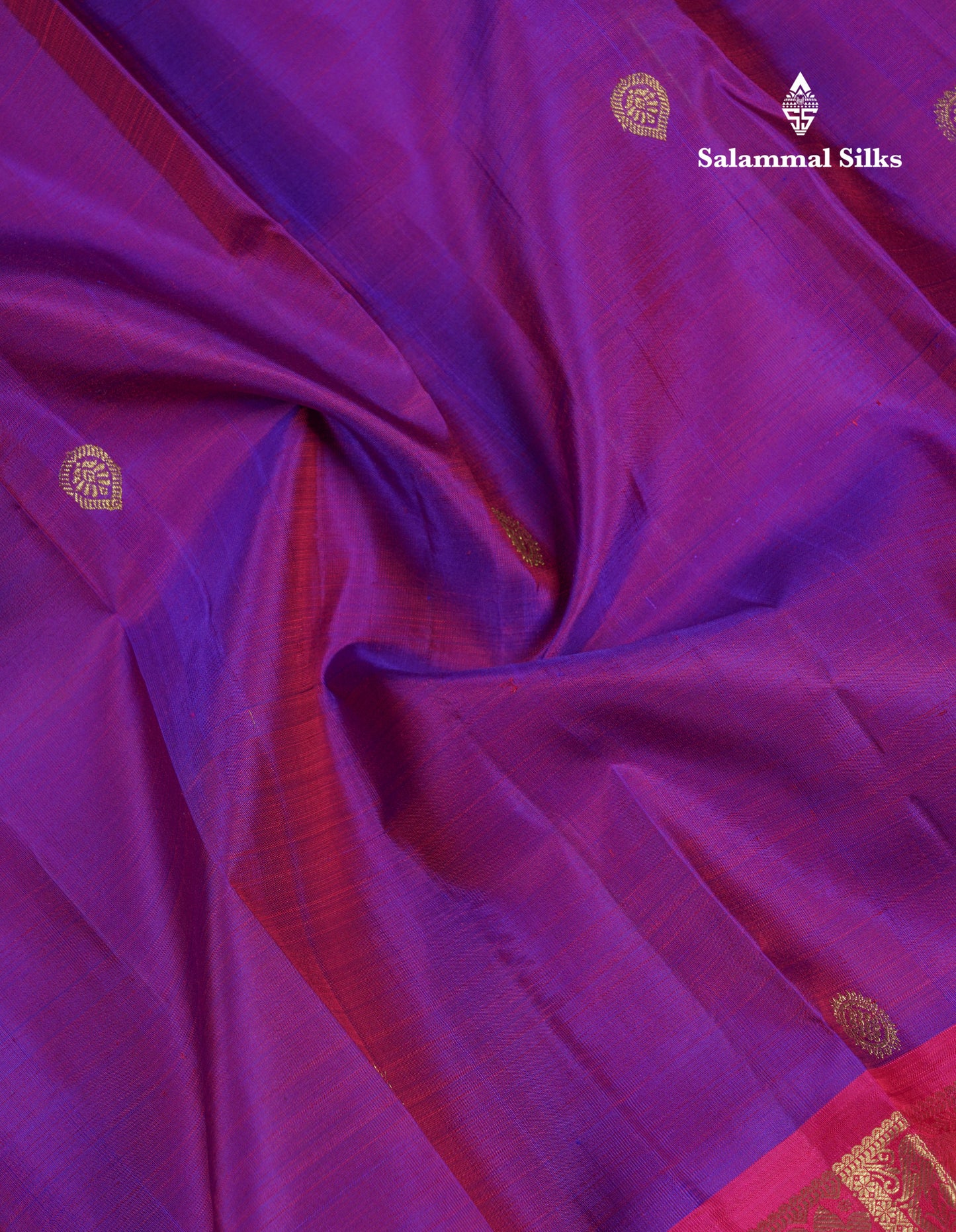 Beautiful Dual Tone Purple Pure Kanjivaram Silk Saree With Contrast Magenta Pink Traditional Border