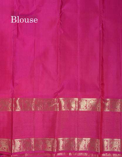 Beautiful Dual Tone Purple Pure Kanjivaram Silk Saree With Contrast Magenta Pink Traditional Border