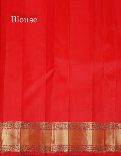 Bridal Pure Kanjivaram Silk Saree - Beige Colour Body Meenakari Work With Contrast Chilly Red Border