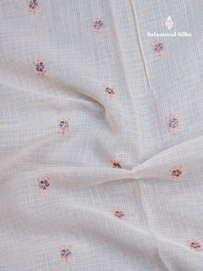 Cream Sandal Silk Kota Fancy Saree With Contrast Grey Embroidery Border