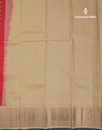 Beautiful Dark Maroon Chakaram  & Peacock Butta Pure Kanjivaram Silk Saree With Contrast Sandal Traditional Border