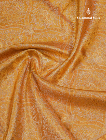 Beautiful Dark Sandal Tissue Bridal Pure Kanjivaram Silk Saree With Traditional Border