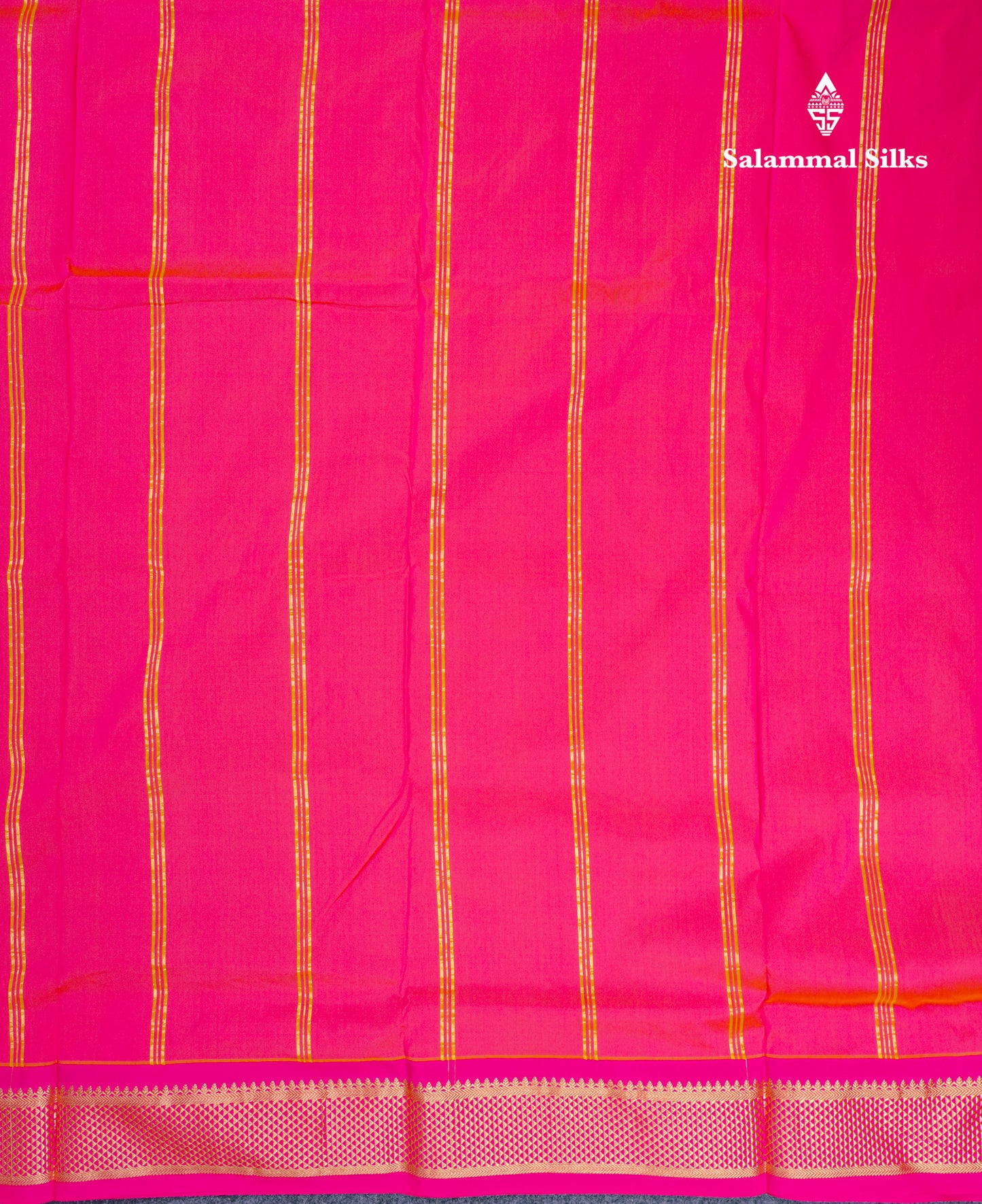 9 Yards Semi Silk Saree Lemon Yellow with Contrast Pink Border