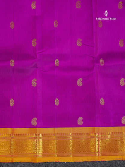 One Side Border Pure Silk Saree - Vadamalli Colour Small Zari Butta With Contrast Mustard Yellow Traditional Border