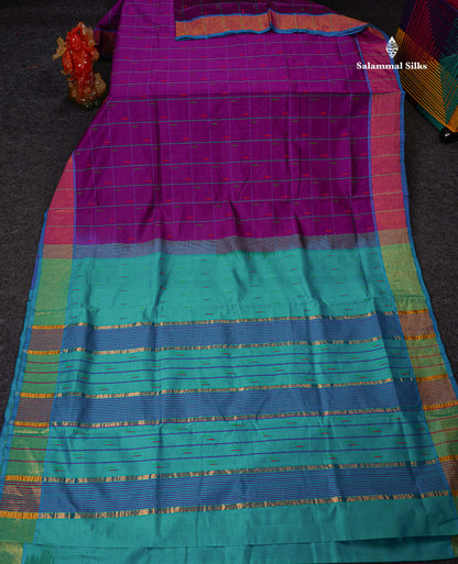 Full View Of Magenta Pink Semi Silk Cotton Saree 