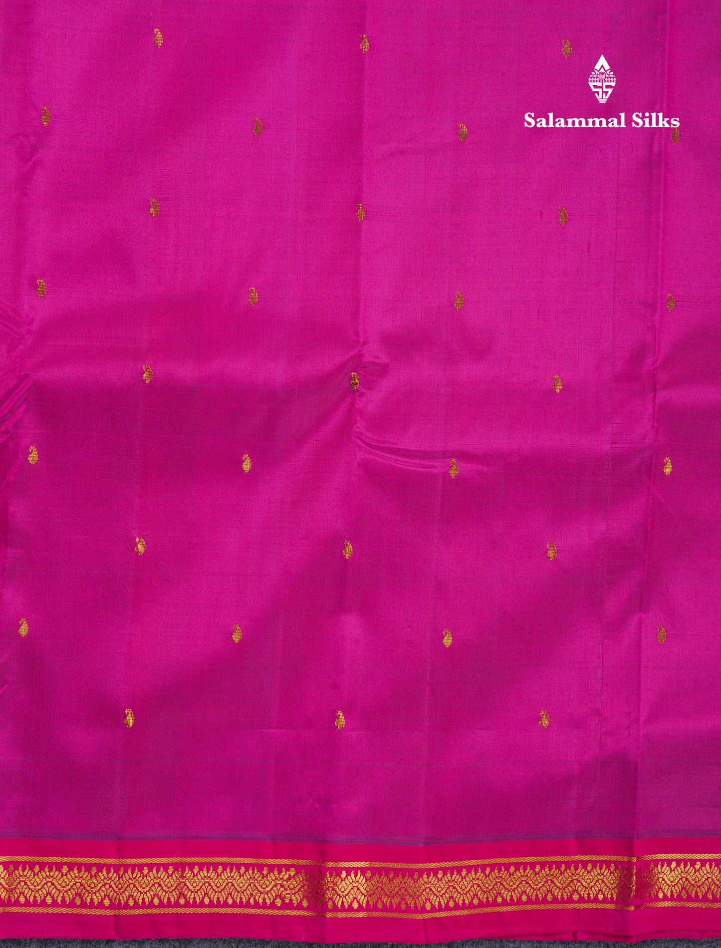 Beautiful Magenta Pink Pure Kanjivaram Silk Saree With Contrast Pink Small Border