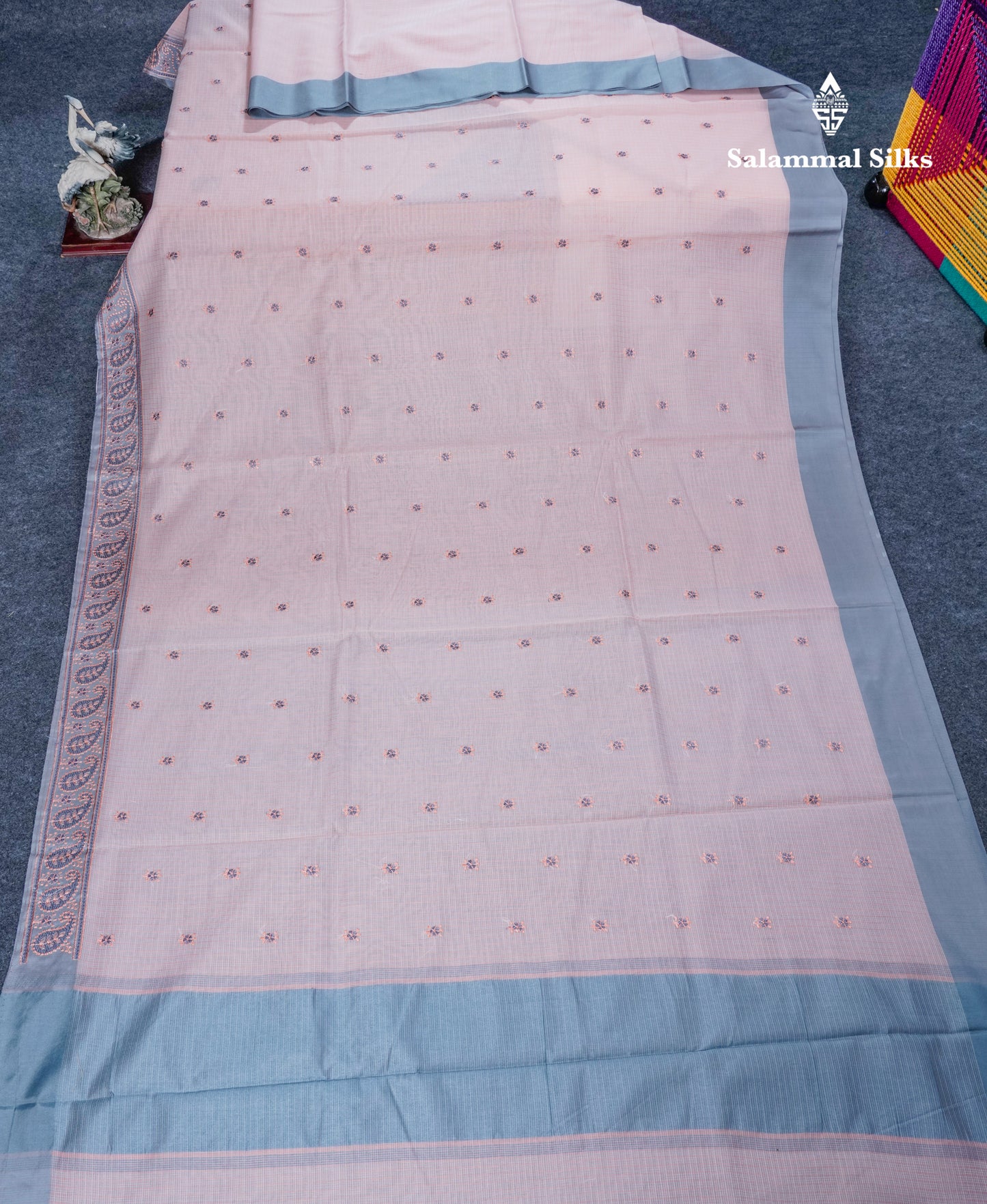Baby Pink Beautiful Fancy Saree With Grey Border