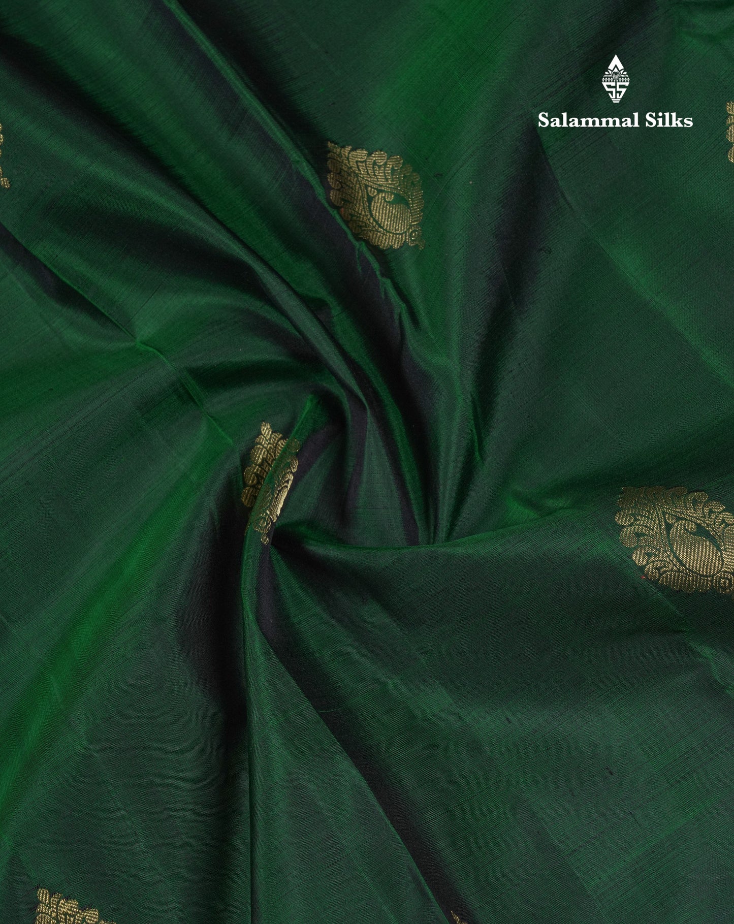 Beautiful Bottle Green Pure Kanjivaram Silk Saree With Contrast Dark Brown Traditional Evening Morning Border