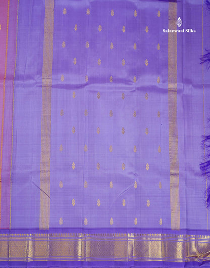 One Side Border Pure Silk Saree - Lavender Pink Colour Body Zari Butta With Violet Border