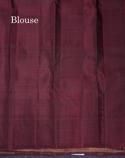 Beautiful Bottle Green Pure Kanjivaram Silk Saree With Contrast Dark Brown Traditional Evening Morning Border