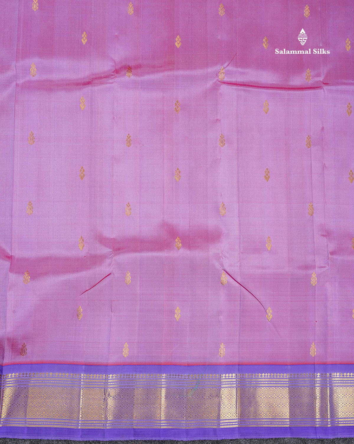 One Side Border Pure Silk Saree - Lavender Pink Colour Body Zari Butta With Violet Border