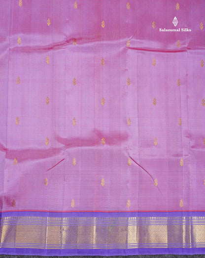 One Side Border Pure Silk Saree - Lavender Pink Colour Body Zari Butta With Violet Border