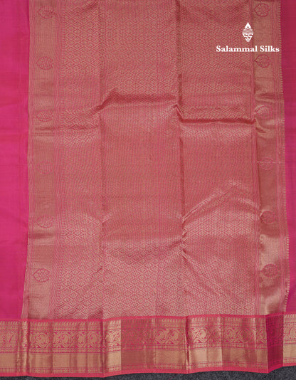 Beautiful Dual Tone Pink Pure Kanjivaram Silk Saree With Traditional Border
