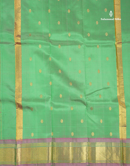 One Side Border Pure Silk Saree - Rexona Green Colour Body Zari Butta With Traditional Border