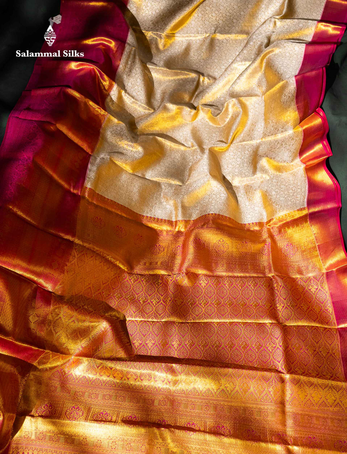 Sandal Tissue Bridal Pure Kanjivaram Silk Saree With Contrast Pink Traditional Evening Morning Border
