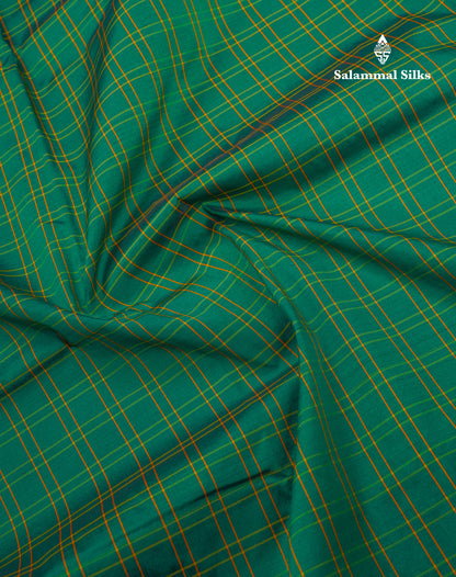 9 Yards Semi Silk Saree Peacock Green with Bottle Green Border