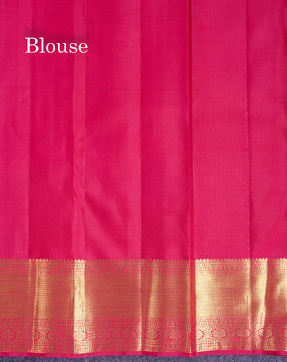 Beautiful Pinkish Maroon Mayil & Chakaram Checks Bridal Pure Kanjivaram Silk Saree With Traditional Border