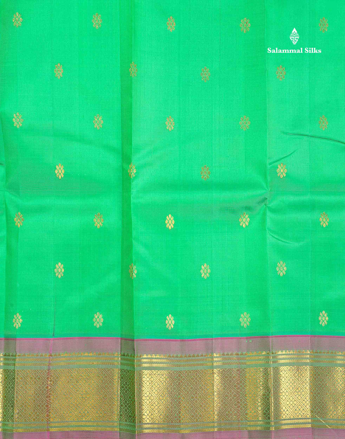 One Side Border Pure Silk Saree - Rexona Green Colour Body Zari Butta With Traditional Border