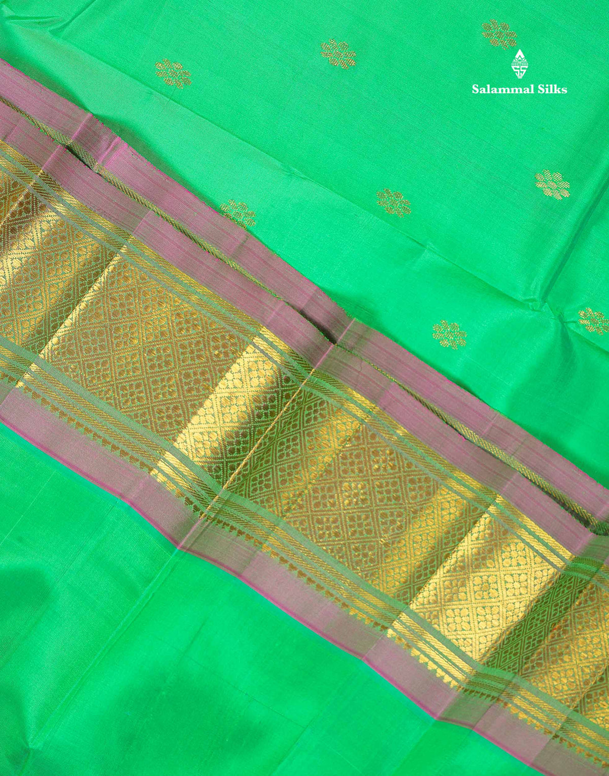 One Side Border Pure Silk Saree - Rexona Green Colour Body Zari Butta With Traditional Border