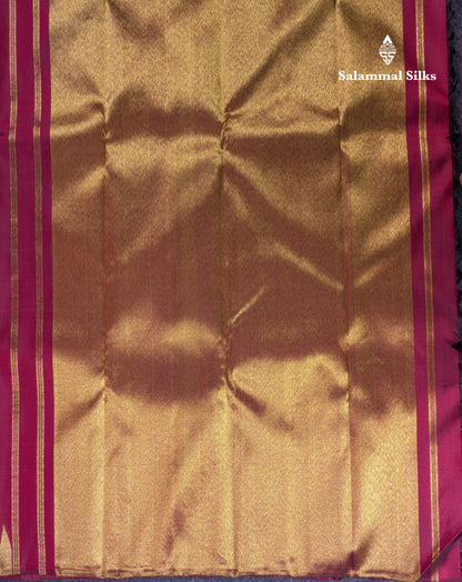 Beautiful Dark Maroon Pure Kanjivaram Silk Saree With 8 Kol Temple Border