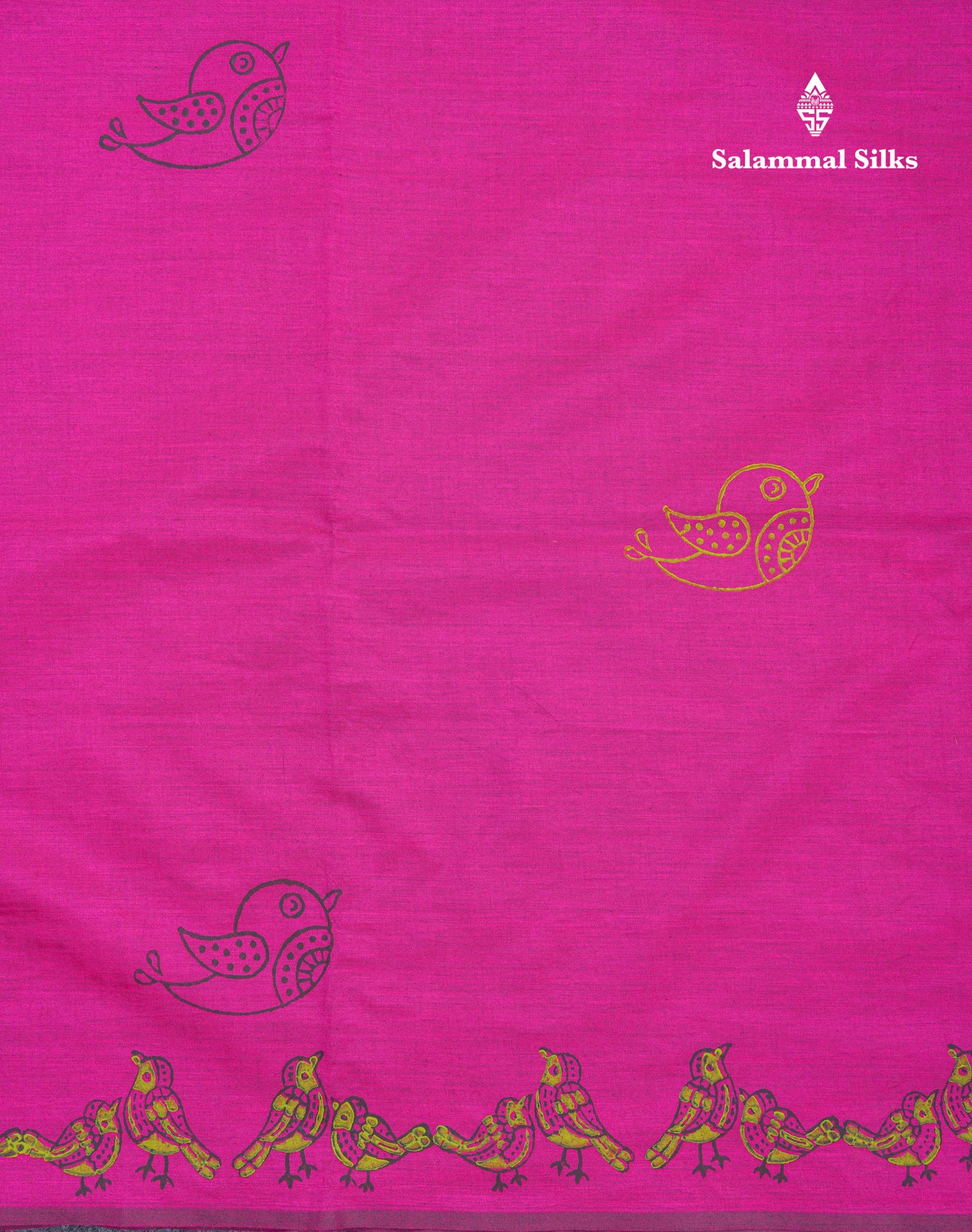 Magenta Pink South Cotton Printed Saree With Contrast Cream Green Blouse