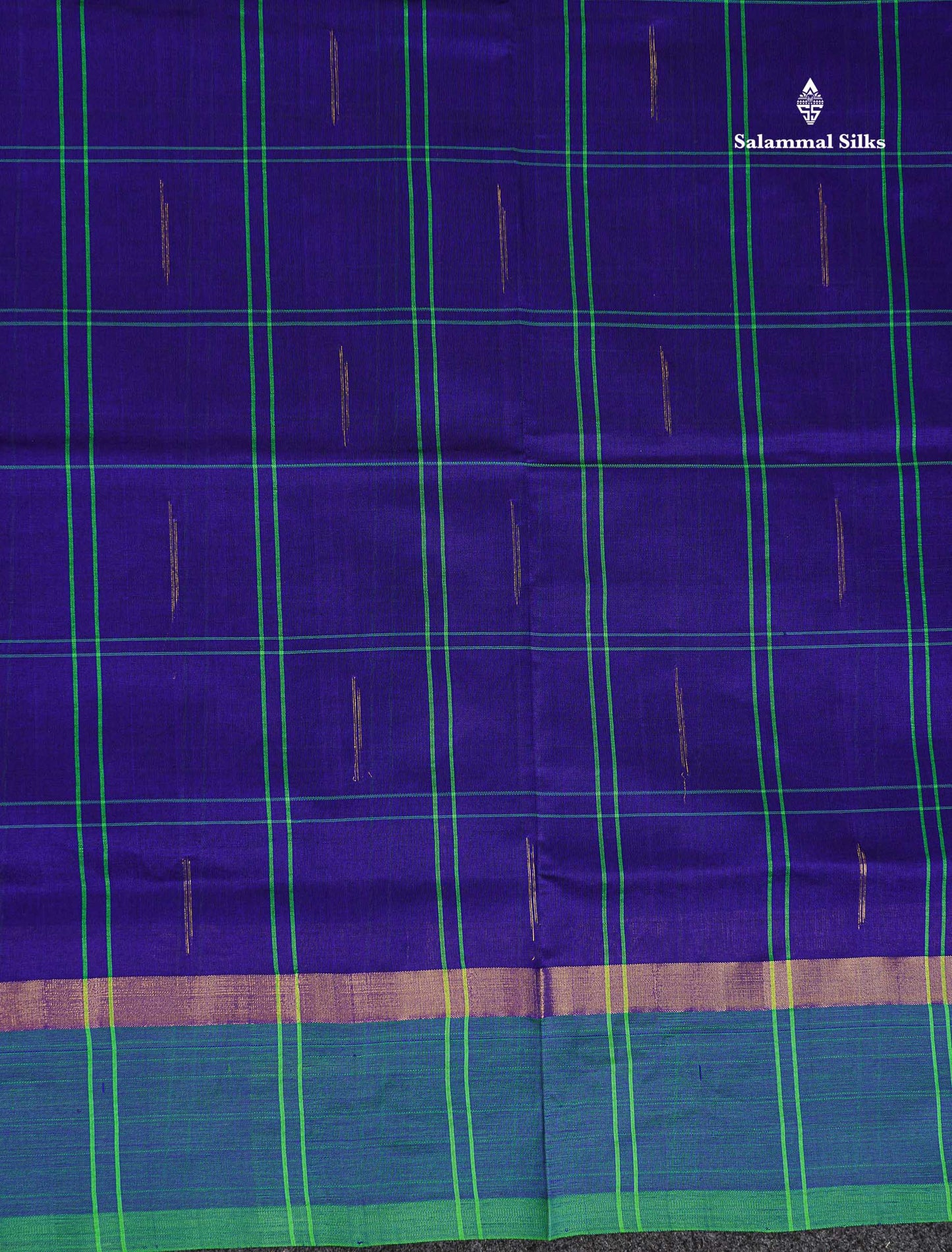 Border Of Navy Blue Semi Silk Cotton Saree 
