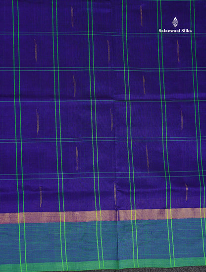 Border Of Navy Blue Semi Silk Cotton Saree 