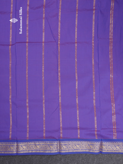 9.5 Yards Semi Silk Saree Pink Tiny Checks with Contrast Blue Border
