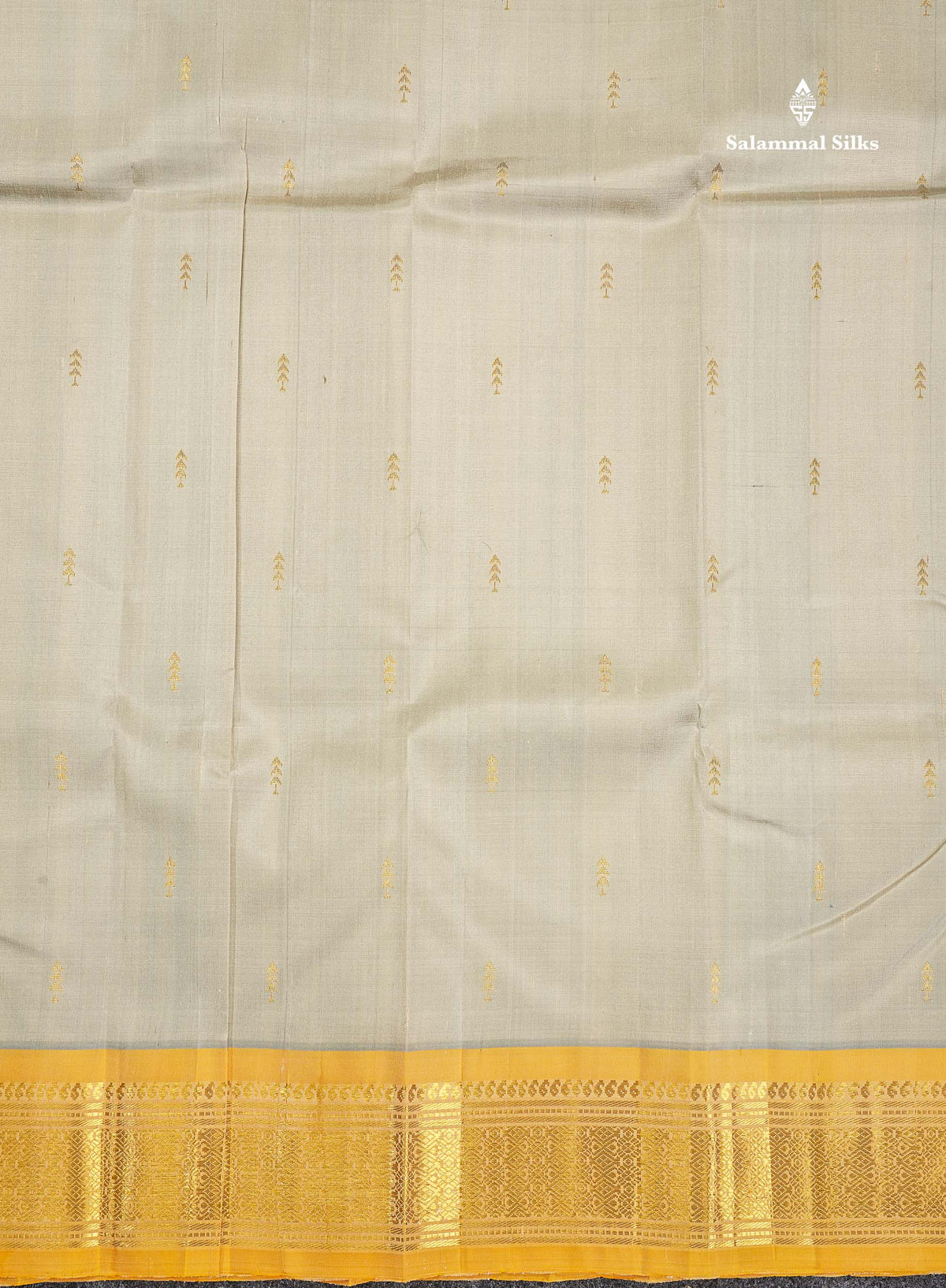 One Side Border Pure Silk Saree - Half White Colour Body Zari Butta With Turmeric Yellow Border