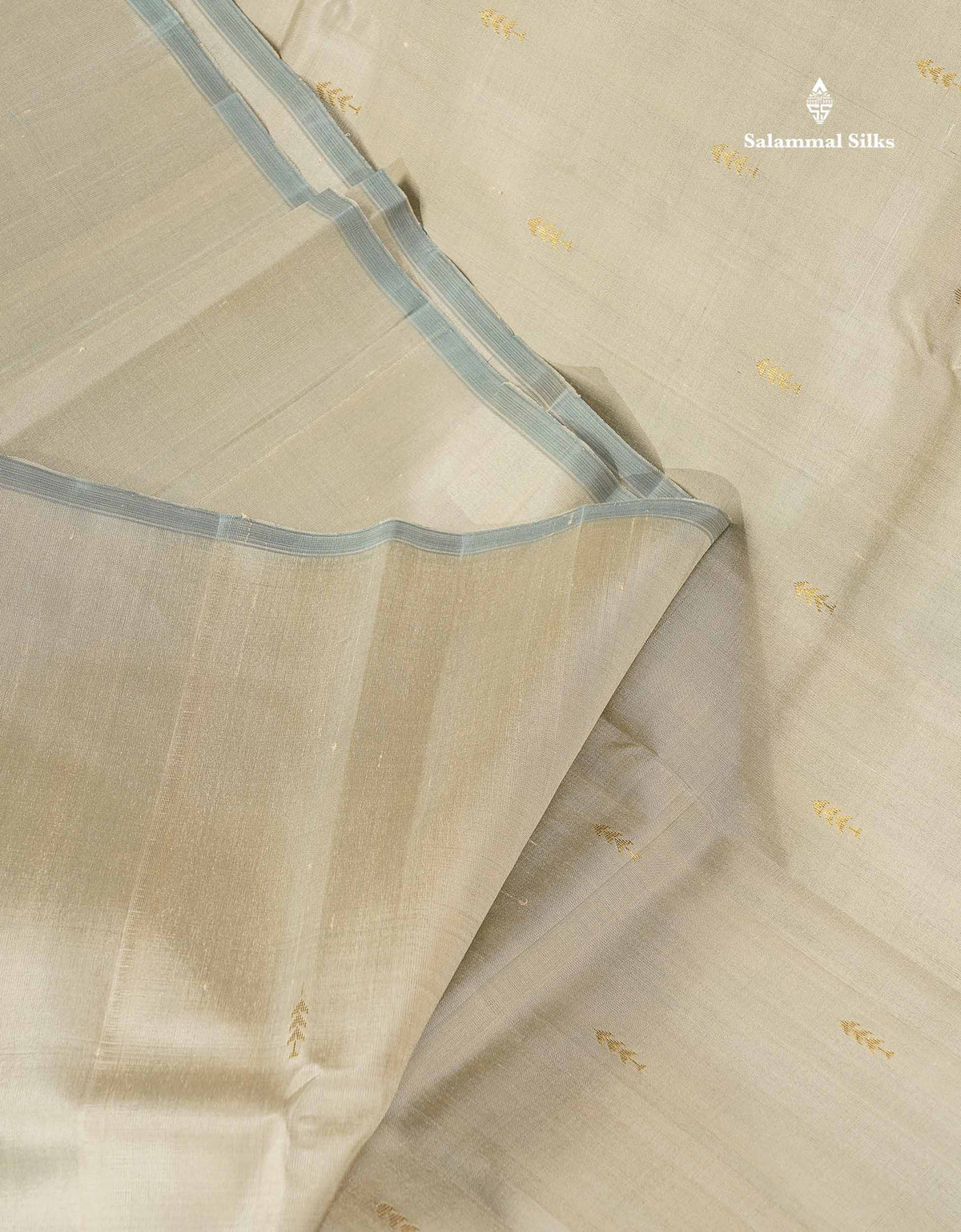 One Side Border Pure Silk Saree - Half White Colour Body Zari Butta With Turmeric Yellow Border