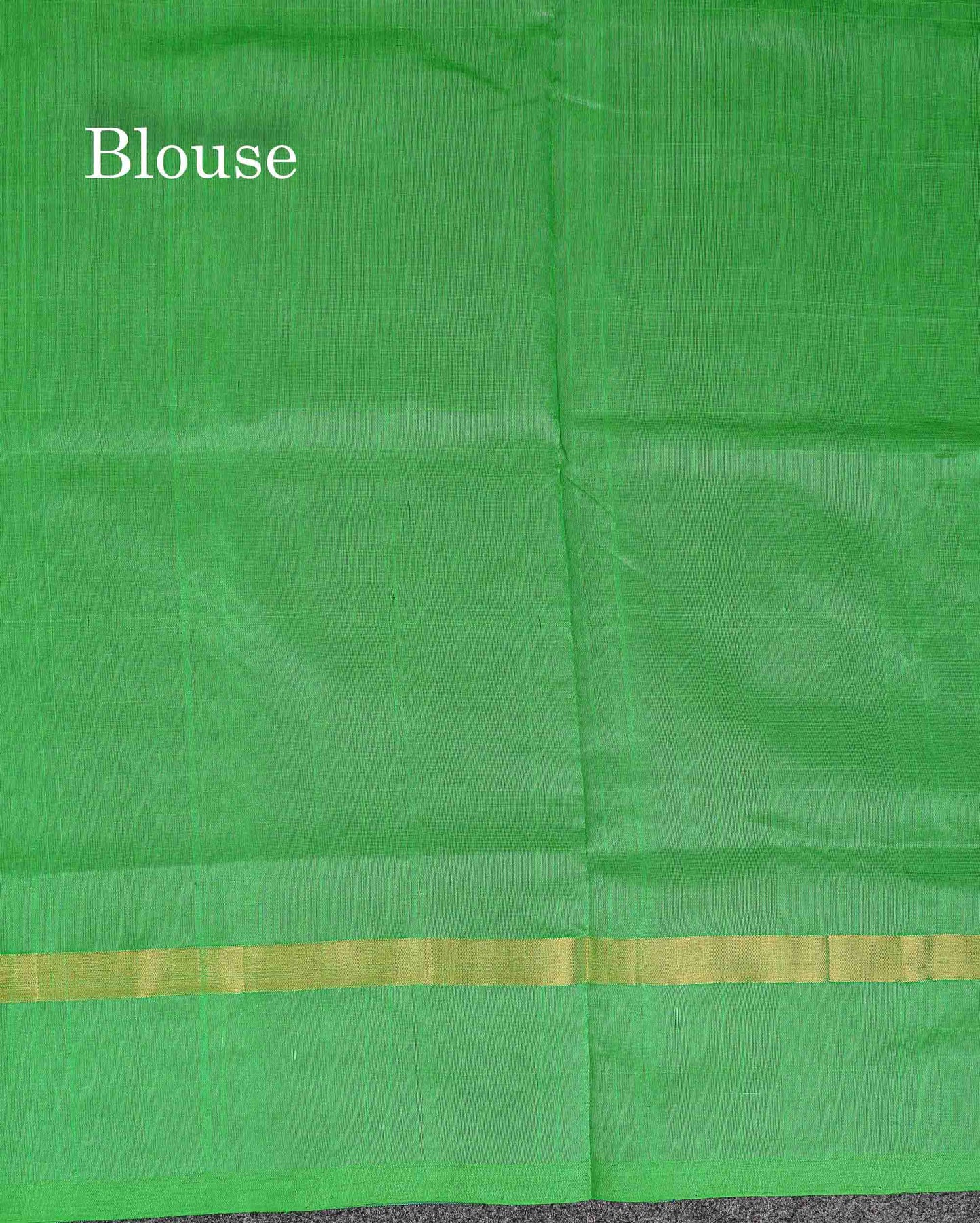 Contrast Saffire Green Blouse Of Navy Blue Semi Silk Cotton Saree