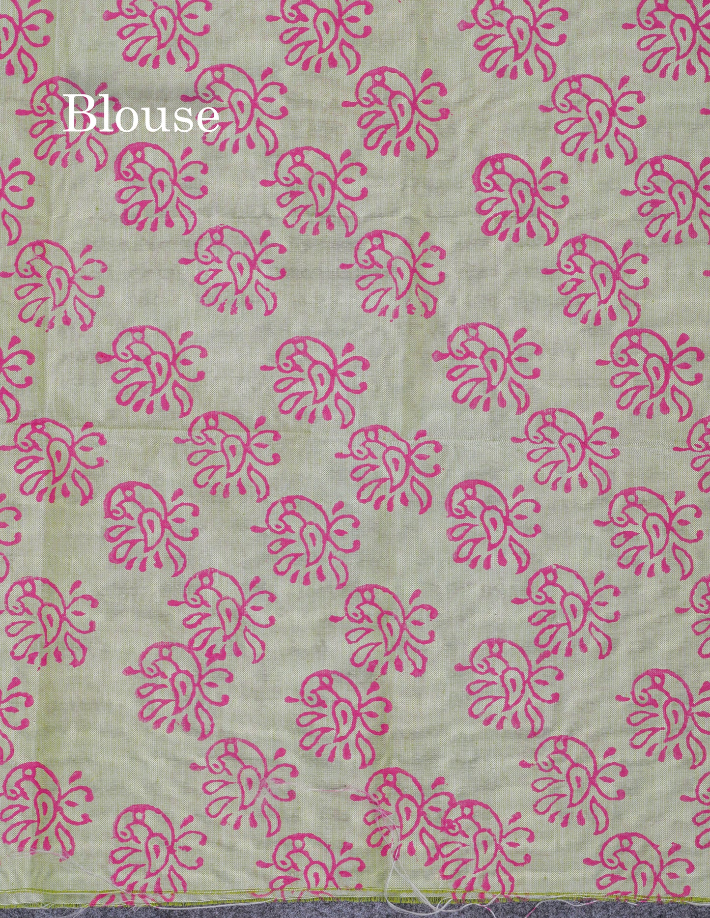 Magenta Pink South Cotton Printed Saree With Contrast Cream Green Blouse