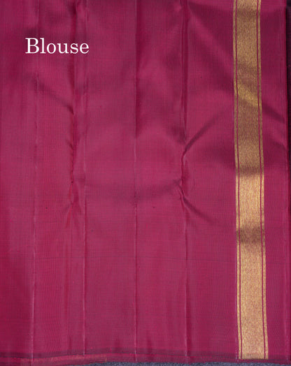 Beautiful Dark Maroon Pure Kanjivaram Silk Saree With 8 Kol Temple Border
