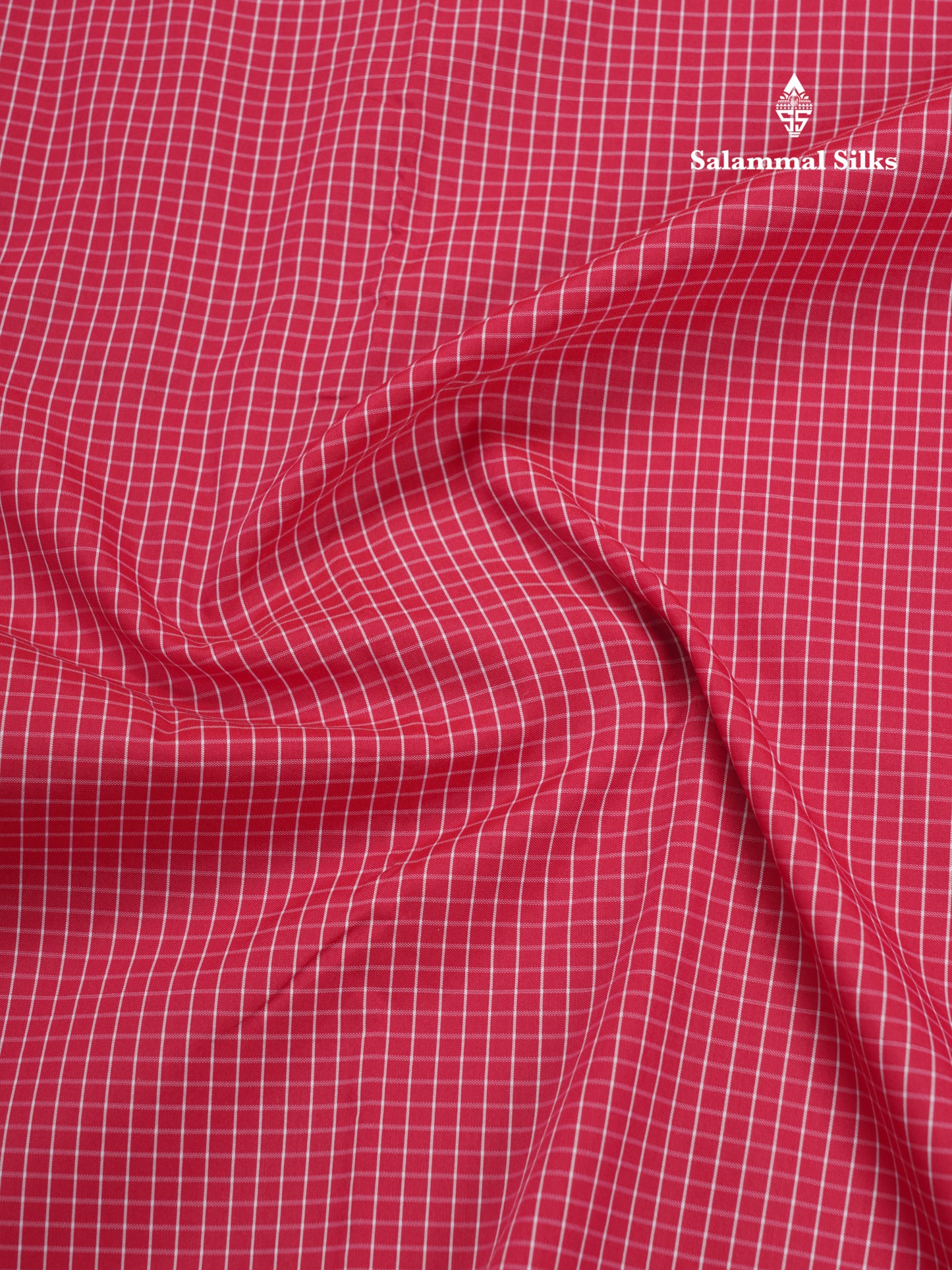 9.5 Yards Semi Silk Saree Pink Tiny Checks with Contrast Blue Border