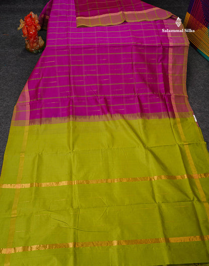 Full View Of Magenta Semi Silk Cotton Saree 