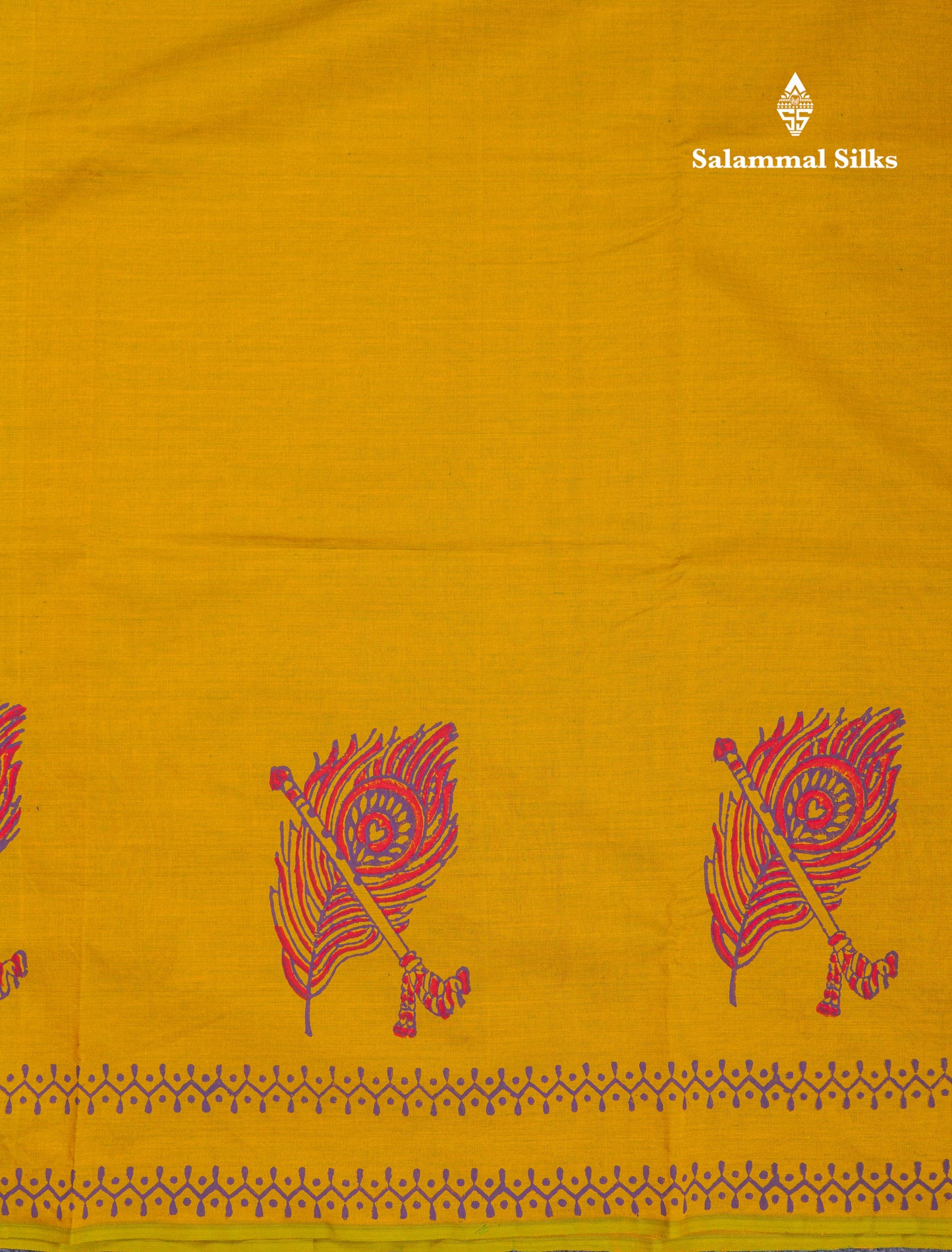 Mustard Yellow South Cotton Printed Saree With Contrast Dark Purple Blouse