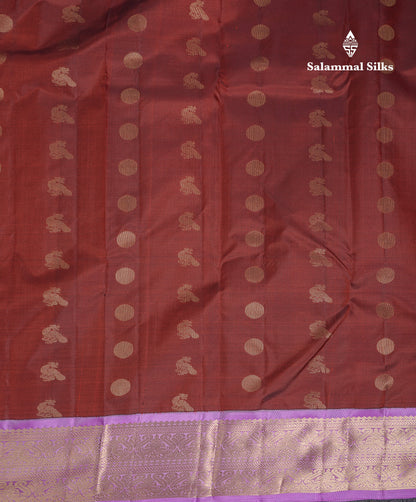 Beautiful Saffire Green Pure Kanjivaram Silk Saree With Contrast Lavender Traditional Border
