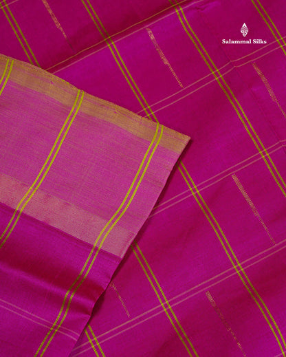 Semi Silk Cotton Saree - Magenta Colour Body Checks With Malli Moggu Butta