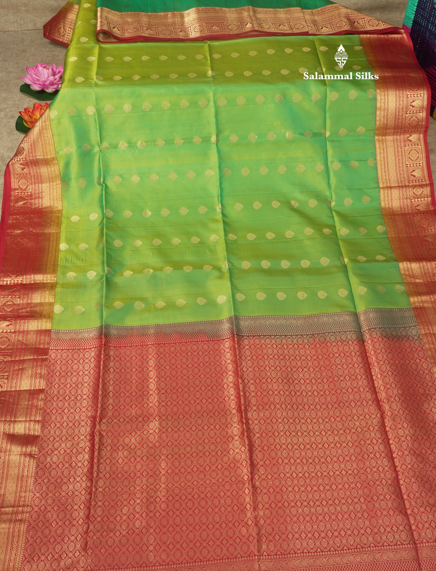 Beautiful Green Pure Kanjivaram Soft Silk Saree With Contrast Maroon Traditional Border